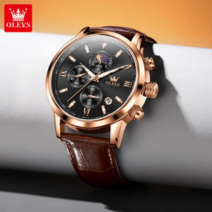 Montre à quartz multifonctionnelle de luxe pour homme, avec logo personnalisé, phase de lune et chronographe, modèle 9812 OEM populaire - Product Image 1