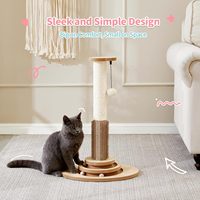 Griffoir pour chat en sisal de 23 pouces de haut, avec brosse interactive à bille rotative pour le toilettage, structure d'escalade verticale et boule en peluche suspendue