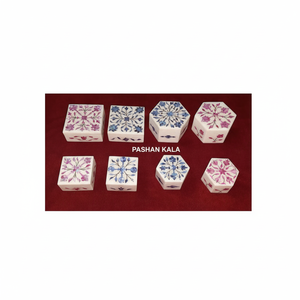 Artisanat indien incrustation de marbre pur nacre fleur Antique Durable boîte à bijoux pour cadeau d'affaires décoration de la maison - Product Image 1