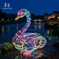 Sculpture lumineuse en forme de cygne 3D à changement de couleur NUOWEI GLOW pour décorations de Noël et de parcs à thème en extérieur