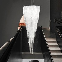 Lustre en cristal LED doré de style moderne pour hôtel, villa, lampe personnalisée, luminaire suspendu de luxe, décoration intérieure, longue suspension pour escalier