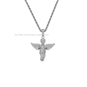 pendant, hip hop jewelry, copper zircon street rap, winged pendant <b>chain</b>. - Product Image 5