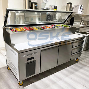 상업 공장 직매 유리 탑 준비 테이블 냉장고 냉동고 피자 샐러드 바 샌드위치 카운터 디스플레이 냉장 냉장고 - Product Image 1