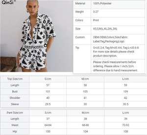 QINSI Autumn Fashion <strong>Black</strong> Print Loungewear Set Turn Down Short Sleeve Top Shorts Woman Nightwear Sleepwear Loose <strong>Ladies</strong> <strong>Pyjamas</strong> - Product Image 6