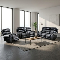 Ensemble de canapés inclinables manuels 3+2+1, 3 places avec table rabattable, causeuse avec console centrale et fauteuil inclinable individuel pour salon