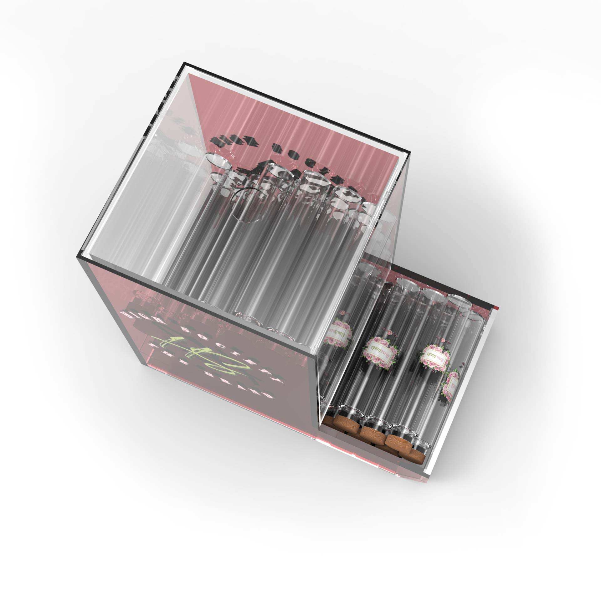 Acrylic Counter Display Stand Slim Bottle Drink Pack Dispenser with Display Case — view 5