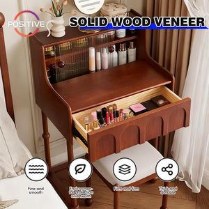 Metà del secolo camera da letto moderna alte <span class=keywords><strong>gambe</strong></span> in legno massiccio Dressing tavolo per <span class=keywords><strong>ragazze</strong></span> sala trucco stile medievale porta in vetro Vanity - Product Image 2