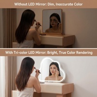 Coiffeuse moderne avec tiroirs, miroir LED réglable, table de maquillage en MDF, meuble de rangement pour hôtel et salon