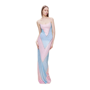 Robe de soirée sirène longue de luxe pour femme, style camisole, color-block, élégante, ornée de strass, sans manches, pour rendez-vous galants, vente en gros, haute qualité - Product Image 2