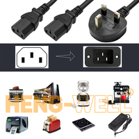 Adaptador Divisor en Y de 3 Pines del Reino Unido a 2 C13 con Cables de Extensión de 2 Salidas para Computadoras y Electrónica de Consumo, Servidor PDU