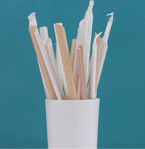 Eco Friendly Disposable Kraft Paper Straw Biodegradable Bubble Tea Paper Straw Paper Drinking Straw 12*230mm