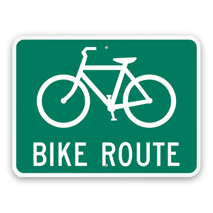 Yüksek kaliteli alüminyum bisiklet şeritli işareti trafik dikkat işareti-bisiklet rotası dikkat sembolü-özel boyut trafik dikkat işareti