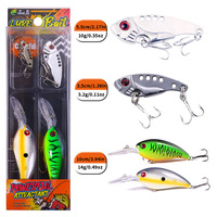 Vente en gros de leurres VIB métalliques à vibrations mixtes, crankbaits à longue aile en plastique dur pour la pêche aux poissons prédateurs, brochet et perche