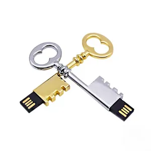 Dernière clé en métal clé USB 2.0 64GB 32GB or argent clé USB 16GB 8GB clé USB vintage <span class=keywords><strong>4GB</strong></span> 2GB 1GB clé USB cadeau - Product Image 1