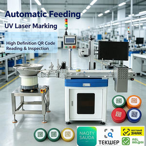 Machine de marquage laser UV tout-en-un avec dispositif d'alimentation et de rejet automatiques pour le marquage QR d'un code sur chaque bouchon de bouteille - Product Image 1