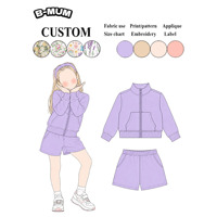 Ensemble de survêtement élégant en molleton à manches longues, coupe ample et oversize, avec veste zippée courte à double fermeture éclair et short boxer