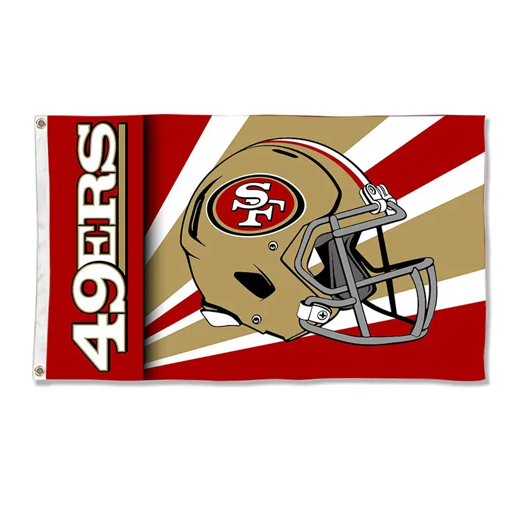 2024 Groothandel Custom Sf 49ers Voetbalteam Rode Stroken Usa Kampioenen Geschenk Vlag 3x5ft Banner