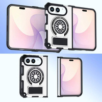 Étui de téléphone pliable rose avec anneau magnétique, protection antichoc, protection de l'objectif de l'appareil photo, protection de la charnière pour iPhone Duo 18pro