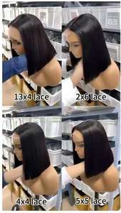 Promotion Perruques Vietnamiennes Sans Colle 16A 2*6 4*4 5*5 13*4 Cheveux Humains Base Dentelle Cheveux Remy Longueur Courte Couleur Naturelle - Product Image 2
