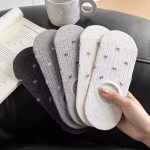 Women Seamless <b>Socks</b> With Bow Pattern <b>Breathable</b> Sweat Absorbing Thin Invisible Mesh Style For Youth 18 40 Years Old - Product Image 2