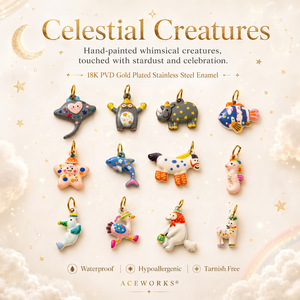 Criaturas Celestiales |   Colgantes de Animales Esmaltados a Mano en Acero Inoxidable con Baño de Oro PVD de 18K |   Resistente al agua y sin deslustre - Product Image 1