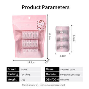Juego de 3 Rodillos de Pelo Autoadherentes de Plástico y Aluminio, Color Rosa, para Rizos <span class=keywords><strong>con</strong></span> <span class=keywords><strong>Velcro</strong></span>, para Cabello Corto y Mediano S911 - Product Image 5