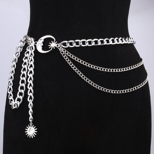 จี้ห้อยรูปพระจันทร์โลหะผสม สายคาดเอวหลายชั้น สไตล์ฮิปฮอป สำหรับผู้หญิง เครื่องประดับแฟชั่นสำหรับออกงานกลางคืน - Product Image 5