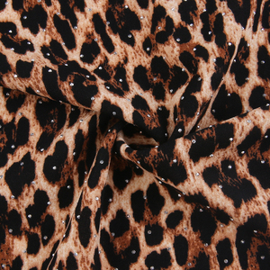 Oem ODM Leopard in Crepe vải hai lớp <span class=keywords><strong>4</strong></span> cách căng Rhinestone <span class=keywords><strong>Spandex</strong></span> Scuba vải cho quần - Product Image 3