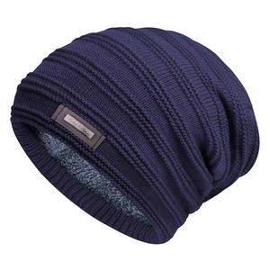Bonnet en laine tricoté épais doublé polaire pour homme, style coréen, avec lettres, idéal pour le ski et les sports de plein air, collection automne-hiver - Product Image 3