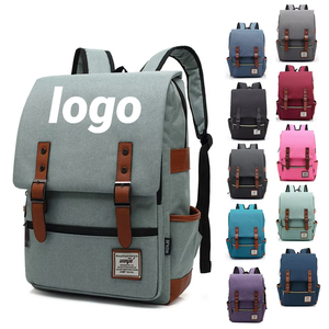 Promotional Canvas Backpack with Soft Handles Large Capacity for Laptop Teenagers School Leisure Solid Color