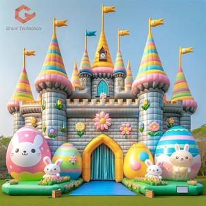 Château gonflable de Pâques, thème lapin et œufs, château gonflable pour enfants avec décoration de lapin pour parc d'attractions - Product Image 1