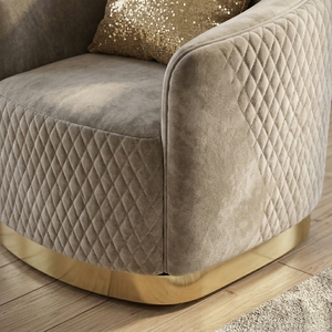 Set di Divani in Velluto Trapuntato Grigio di Lusso con Base in Metallo Dorato per Soggiorno, <span class=keywords><strong>4</strong></span> Pezzi - Product Image 3