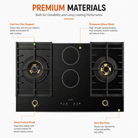Table de cuisson encastrable à quatre brûleurs à allumage piézoélectrique haute efficacité, surface en verre, écoénergétique, gaz et électrique – Fournisseur