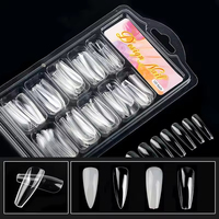 Ventes chaudes, qualité supérieure, directement de l'usine, 100 pièces/boîte, ongles pressés transparents sans couture, couvrant entièrement l'ongle, pour manucure