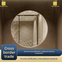 Miroir intelligent à écran tactile LED éclairé pour salle de bain, design créatif gravé circulaire Laser Tornado