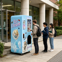 Distributeur automatique intelligent de crème glacée et de yogourt glacé, écran 27 pouces, paiement sans espèces, pour campus scolaire