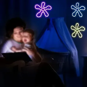 Tanda lampu LED Neon berbentuk bunga antik ungu biru kuning dekorasi dinding rumah kamar tidur hadiah pesta pernikahan neo-light - Product Image 4