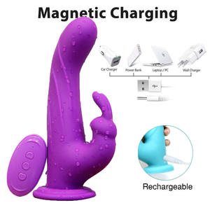 Delove Rabbit Vibrator Simulasi Stimulasi Titik-G Silikon Cair Pijat Vibrator Dua Kepala Mainan Seks - Product Image 6