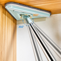 WS431 Serpillère rotative triangulaire facile à utiliser pour les murs, le verre, le bois, avec manche long, serpillère multifonctionnelle absorbante en microfibre