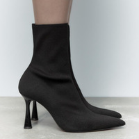 Bottines pour femme en matériau élastique à bout pointu, talons aiguilles de créateur, bottes à la cheville pour femme
