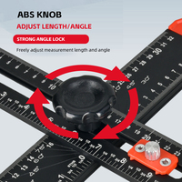 Règle en T pour le travail du bois 16 pouces/24 pouces en alliage d'aluminium 90/45 degrés règle multi-angle outils de disposition carrée pour cloisons sèches