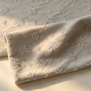 Tela de lentejuelas con diseño de estrellas de fuegos artificiales y forro polar de color albaricoque claro A990 para <span class=keywords><strong>abrigos</strong></span> y vestidos de otoño e invierno - Product Image 4
