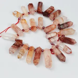 LS-A722 amazing natural stone beads gemstone double point red quartz loose beads strands for jewelry making material