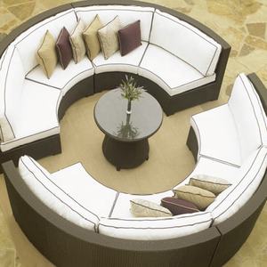 Ensemble canapé-lit rond <span class=keywords><strong>en</strong></span> osier et résine, design moderne, pour l'extérieur, table basse, sections - Product Image 2