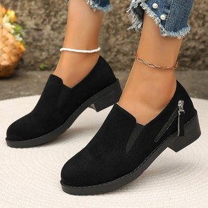 Zapatos Planos de Tacón Bajo para Mujer, Estilo Británico, Otoño, Sin Cordones, Talla Grande, Tacón Medio - Product Image 6