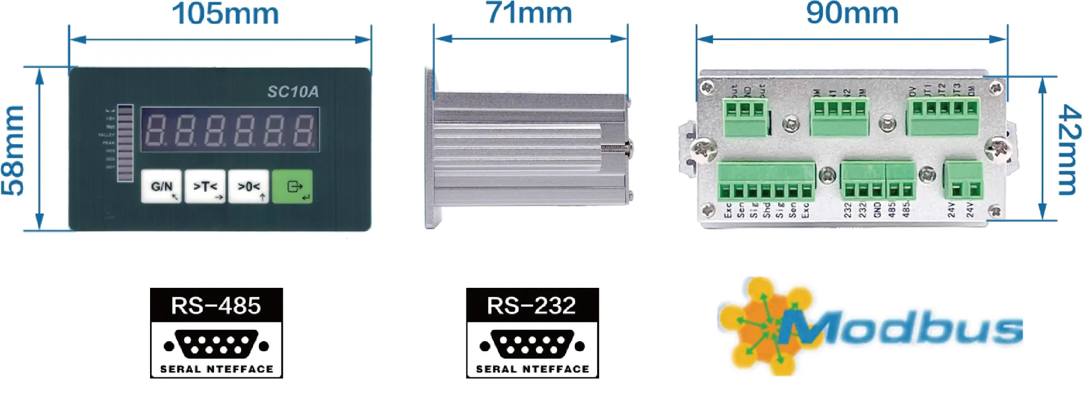 Medidor de peso digital SC10A para controle de células de carga, instrumento universal de medição de força