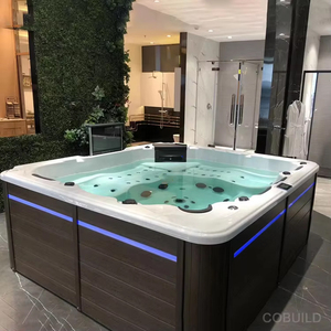 Baignoire de massage tourbillon moderne au design moderne avec lumière LED <span class=keywords><strong>Prix</strong></span> d'usine pour spa à domicile ou bain chaud <span class=keywords><strong>extérieur</strong></span> pour villas - Product Image 1