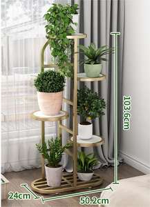 ขาตั้งโรงงานบ้านตกแต่งบ้านโมเดิร์นกลางศตวรรษผู้ถือจอแสดงผลRackดัดเหล็กในร่มกระถางดอกไม้ขาตั้งโรงงานโลหะ - Product Image 2