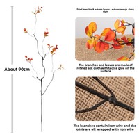 Petite branche de feuille d'automne artificielle en soie, branche d'arbre, décoration de verdure simulée de style chinois pour la maison et l'hôtel