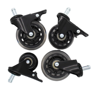 2 Inch Steel Swivel Castor <strong>Wheels</strong> for Office Chair Threaded Brake Transparent Polyurethane PU with <strong>Locking</strong> Stem <strong>Caster</strong> - Product Image 1